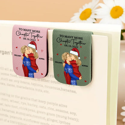 Many More Chapter Together Anniversary Couple, 3rd Anniversary - Personalized Leather Magnetic Bookmark