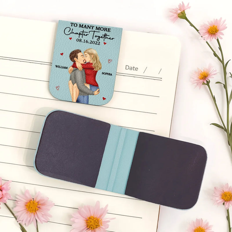 Many More Chapter Together Anniversary Couple, 3rd Anniversary - Personalized Leather Magnetic Bookmark