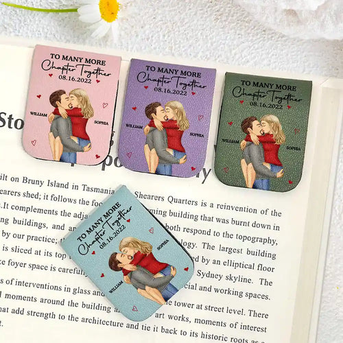 Many More Chapter Together Anniversary Couple, 3rd Anniversary - Personalized Leather Magnetic Bookmark