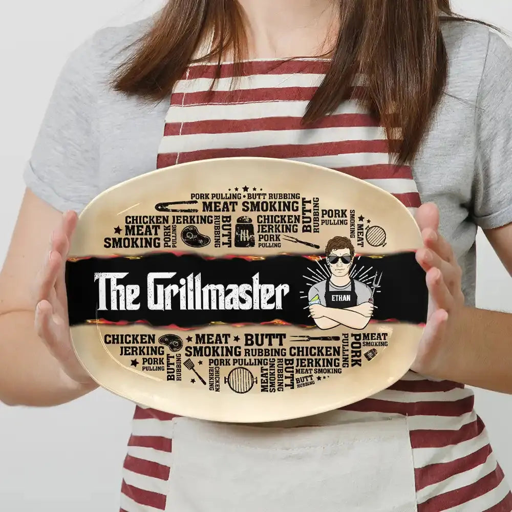 Meat Smoking Grillfather - Personalized Plate Jewelry Dish The Next Custom Gift