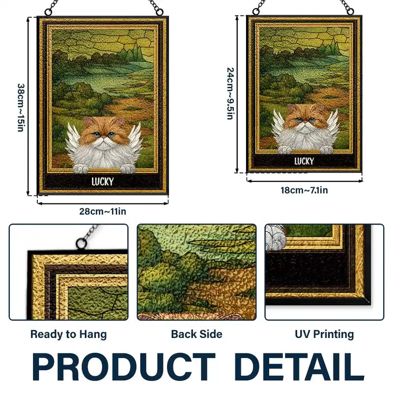 Medieval Portrait Art Pet Memorial Dog Cat - Personalized Vertical Stained Glass Suncatcher