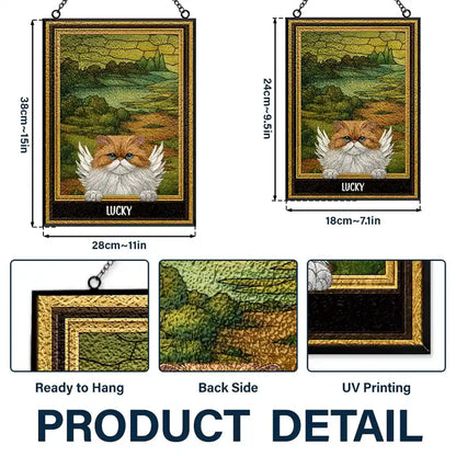 Medieval Portrait Art Pet Memorial Dog Cat - Personalized Vertical Stained Glass Suncatcher