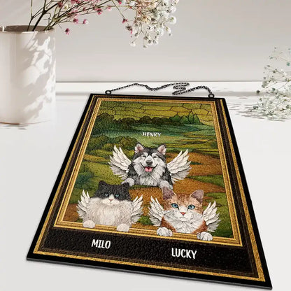 Medieval Portrait Art Pet Memorial Dog Cat - Personalized Vertical Stained Glass Suncatcher