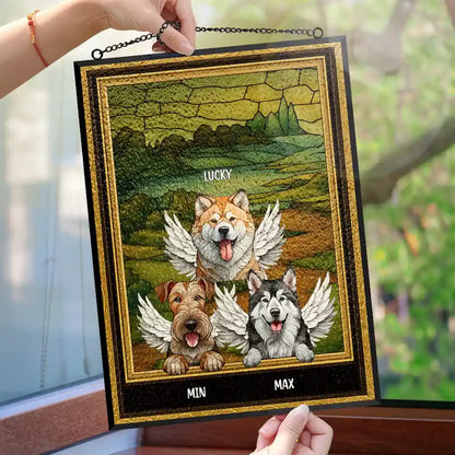 Medieval Portrait Art Pet Memorial Dog Cat - Personalized Vertical Stained Glass Suncatcher