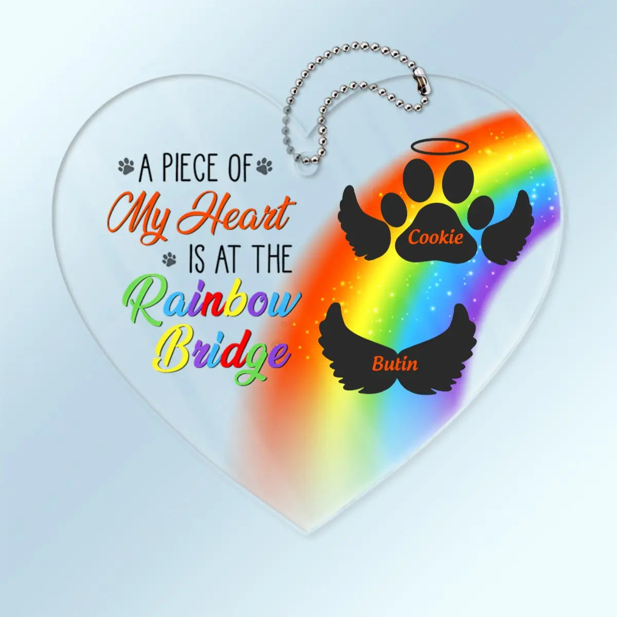 Memorial - A Piece Of My Heart Is At The Rainbow Bridge - Personalized Acrylic Car Hanger (LH) car hanger The Next Custom Gift