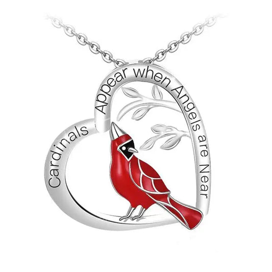 Memorial - Cardinal Heart Pendant Necklace - Necklace Necklace The Next Custom Gift