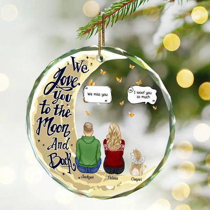 Memorial Christmas Love You To The Moon And Back - Personalized Circle Glass Ornament ornament The Next Custom Gift