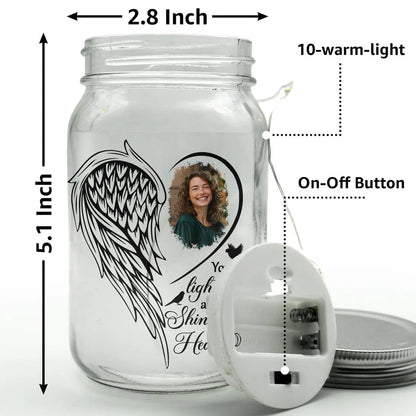 Memorial Gifts - Your Light Will Always Shine In My Heart - Personalized Mason Jar Photo Light - The Next Custom Gift  Mason Jar Light