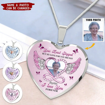 Memorial - Heart Wings Infinity, I Love You Forever Upload Photo- Personalized Necklace
