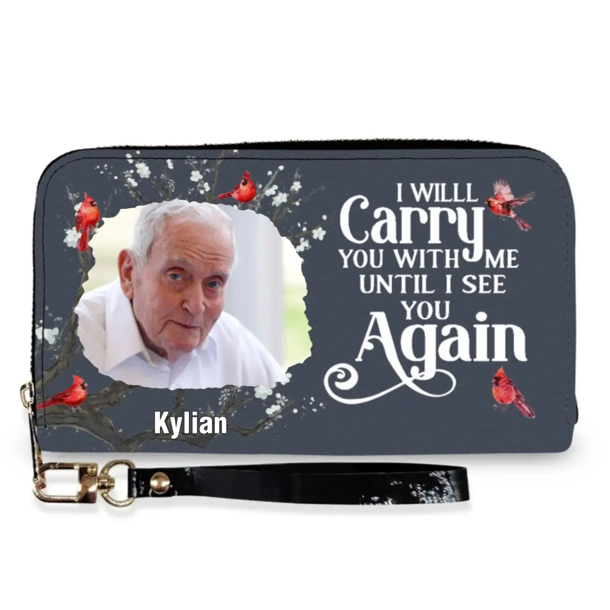 Memorial - I Will Carry You With Me Until I See You Again - Personalized Leather Long Wallet Wallet The Next Custom Gift