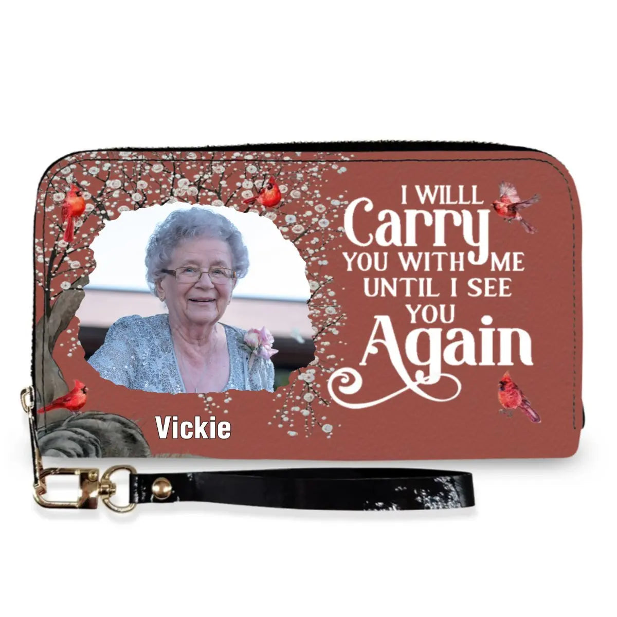 Memorial - I Will Carry You With Me Until I See You Again - Personalized Leather Long Wallet Wallet The Next Custom Gift