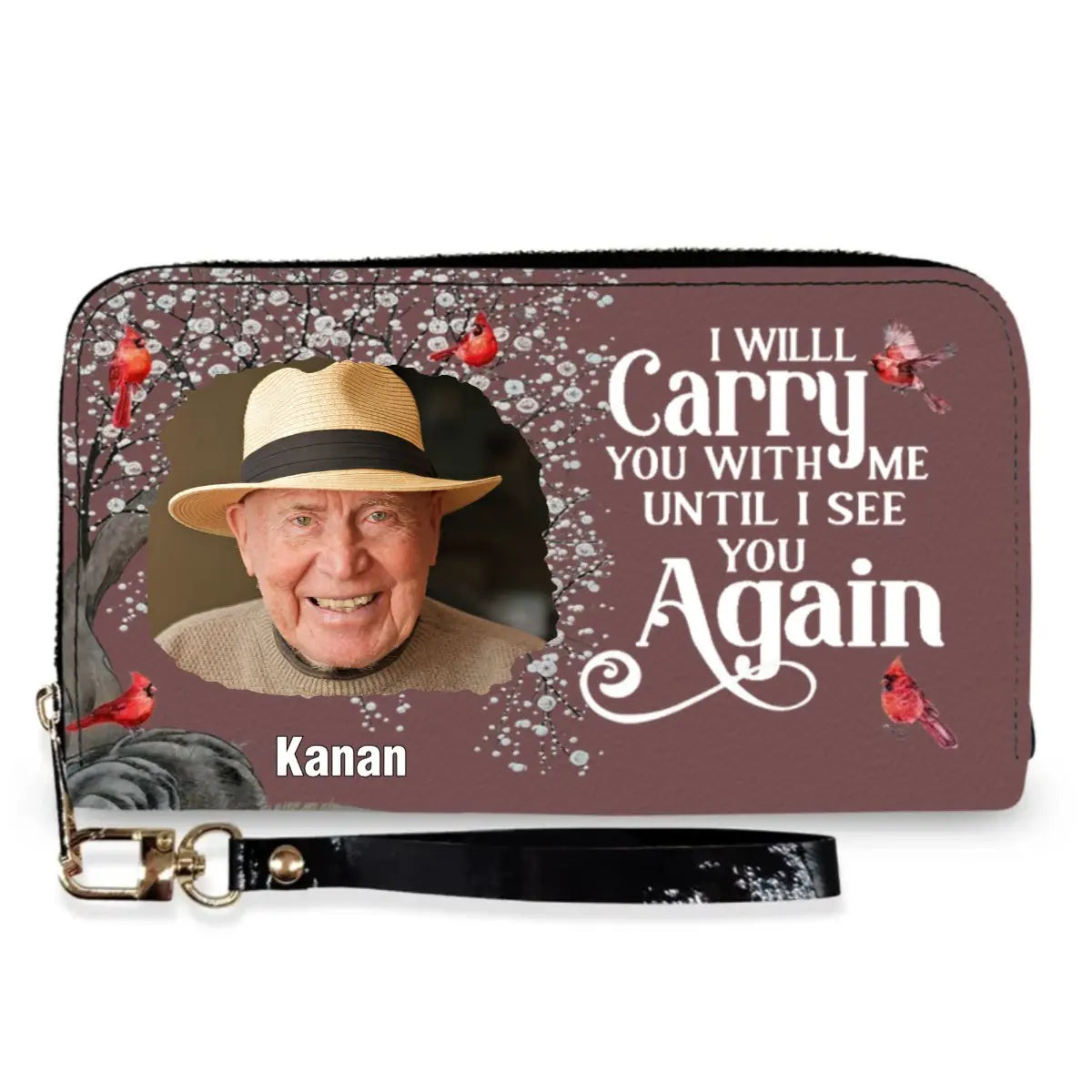 Memorial - I Will Carry You With Me Until I See You Again - Personalized Leather Long Wallet Wallet The Next Custom Gift