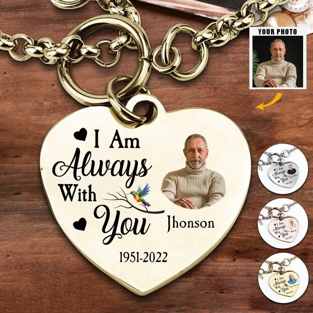 Memorial - I'll Carry You With Me - Personalized Photo Heart Bracelet Heart Bracelet The Next Custom Gift