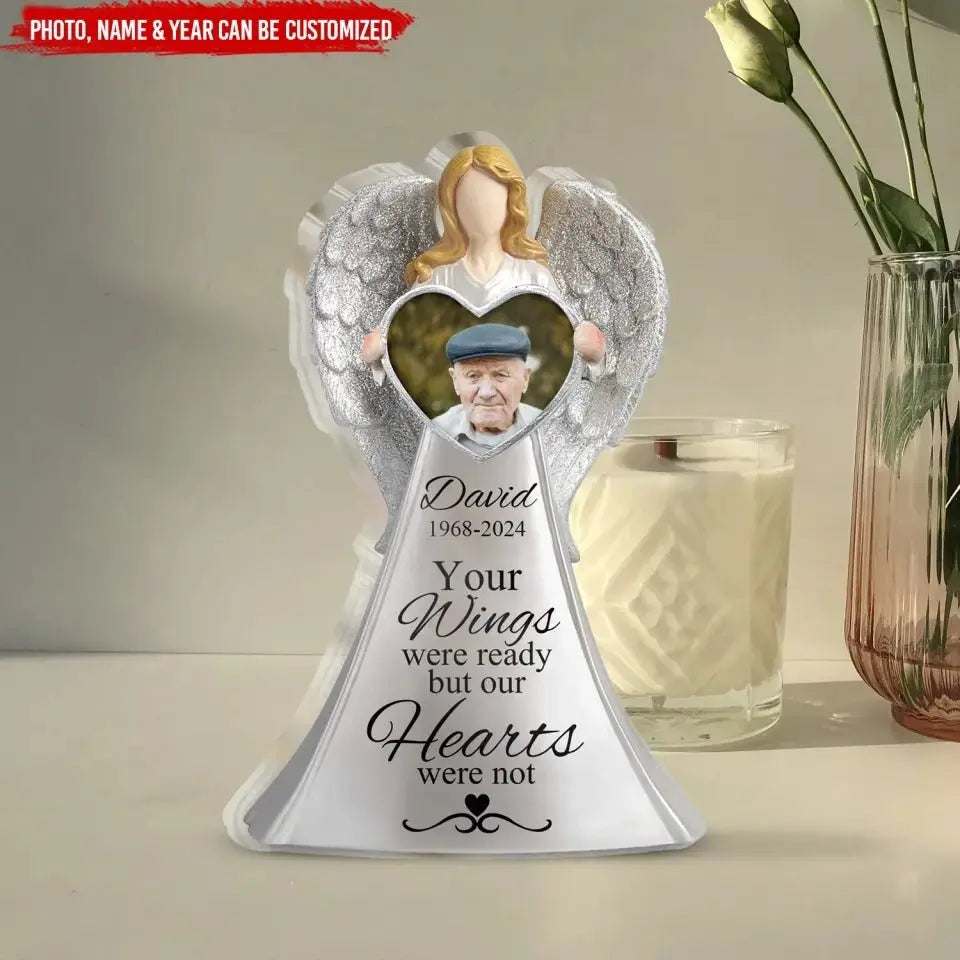 Memorial - Your Wings Were Ready But Our Hearts Were Not - Personalized Acrylic Plaque (HJ) Acrylic Plaque The Next Custom Gift