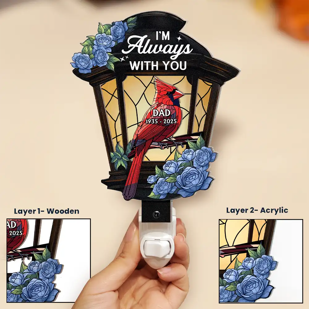 Memorial Cardinal Lantern - Personalized Plug-in Night Light