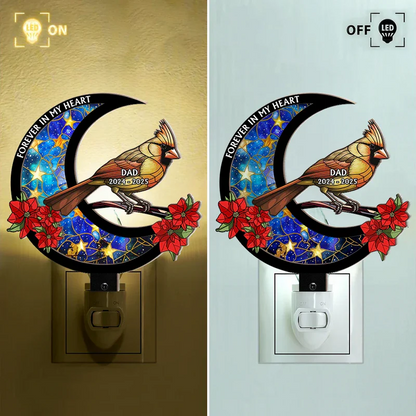 Memorial Cardinal On The Moon - Personalized Plug-in Night Light