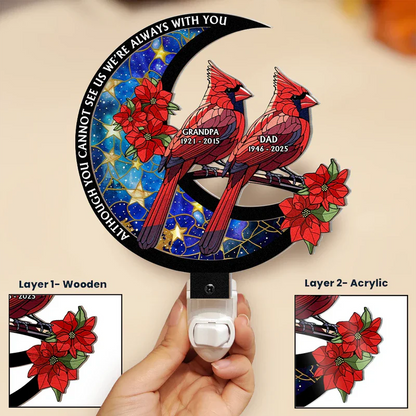 Memorial Cardinal On The Moon - Personalized Plug-in Night Light