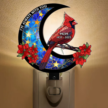 Memorial Cardinal On The Moon - Personalized Plug-in Night Light