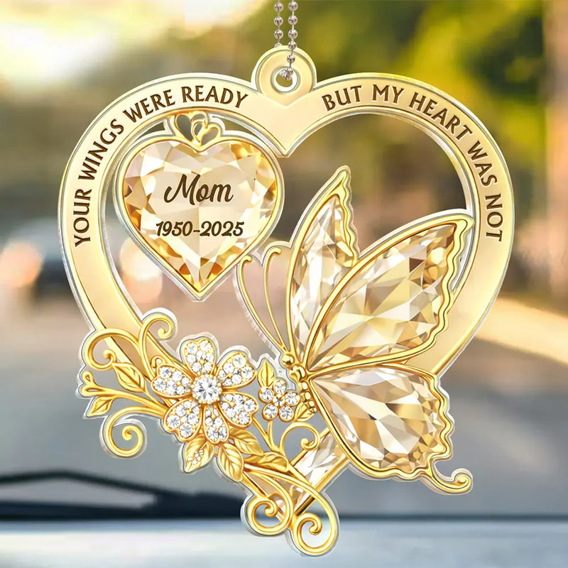 Memorial Your Wings Were Ready Diamond 3D Effect - Personalized Acrylic Car Hanger