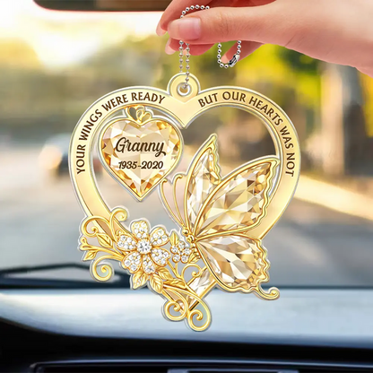 Memorial Your Wings Were Ready Diamond 3D Effect - Personalized Acrylic Car Hanger