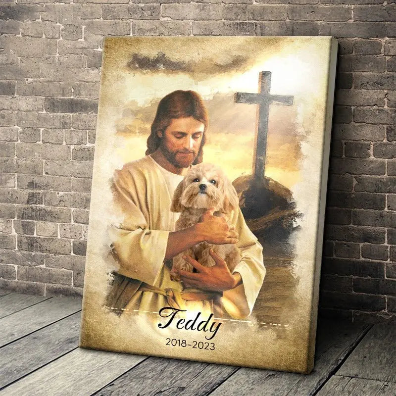 Memories Dog Lovers - God Hug Dog - Personalized Canvas Poster The Next Custom Gift