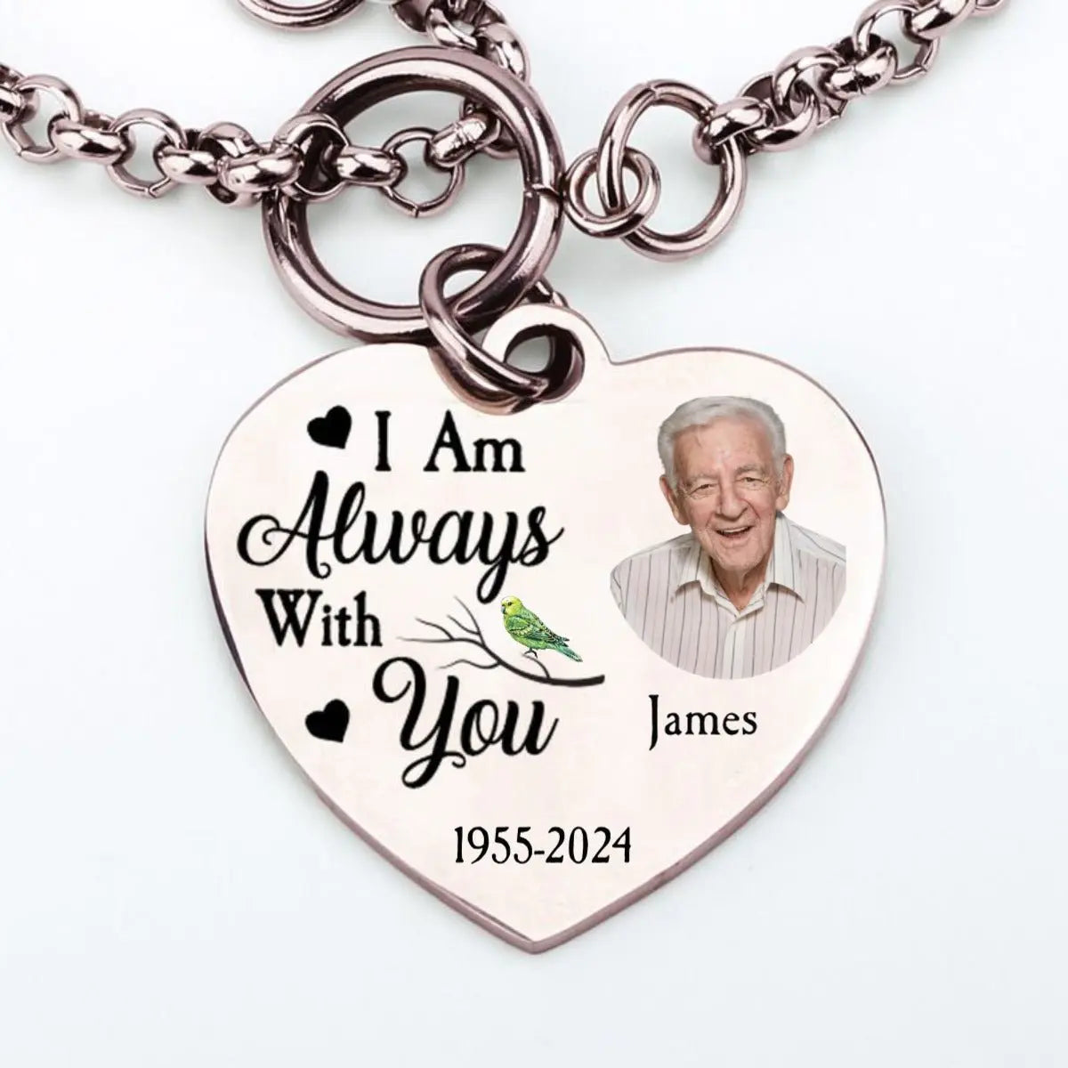 Memories - I Am Always With You - Personalized Photo Heart Bracelet Heart Bracelet The Next Custom Gift