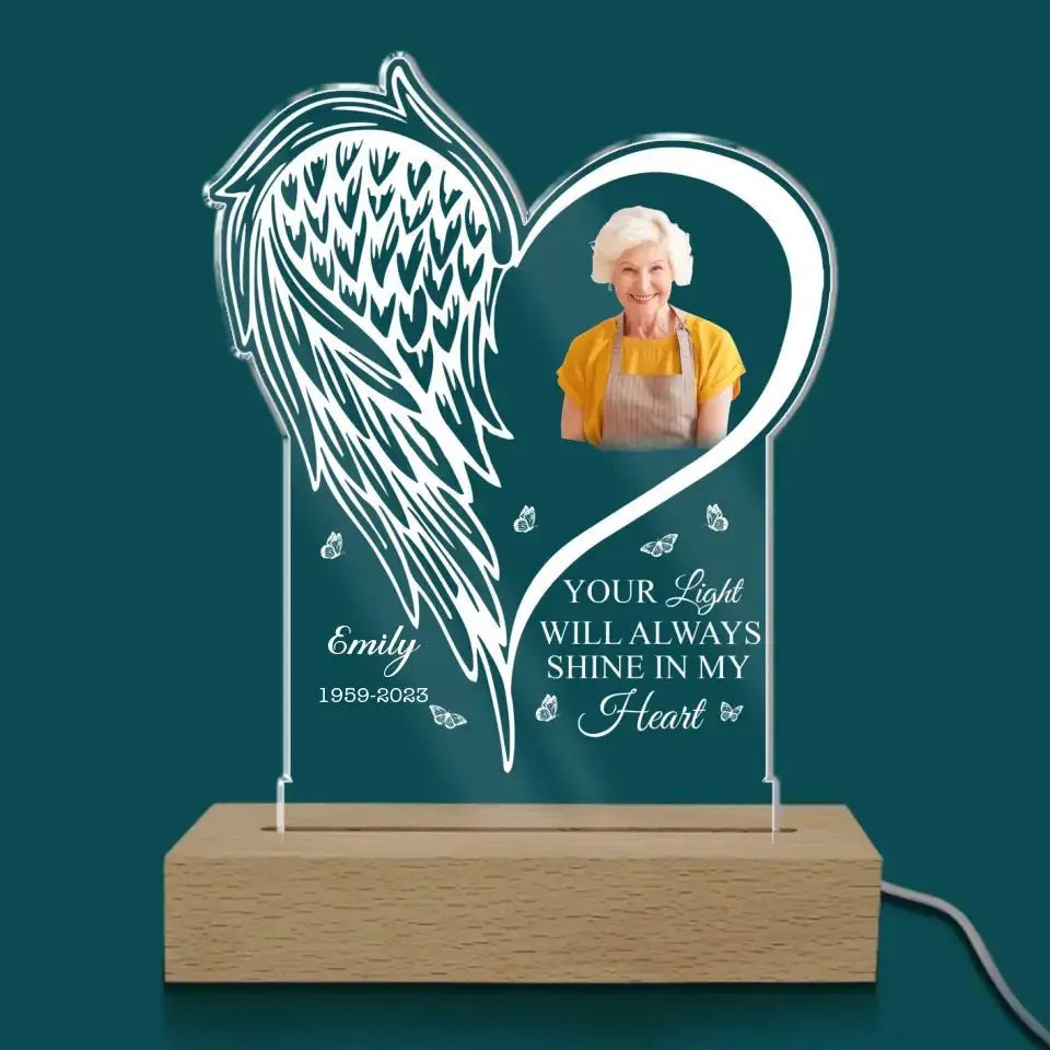 Memories - Your Light Will Always Shine In My Heart - Personalized Acrylic Plaque Acrylic Plaque The Next Custom Gift