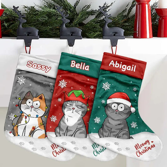 Meowy Christmas - Cat Personalized Custom Christmas Stocking - Christmas Gift For Pet Owners, Pet Lovers Christmas Stocking The Next Custom Gift