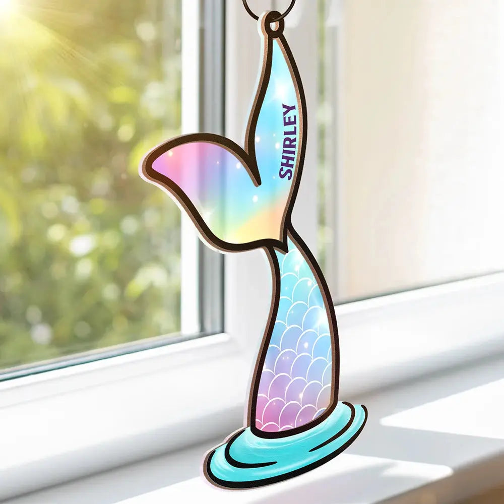 Mermaid Salty Lil' Beach - Personalized Window Hanging Suncatcher Ornament - Personalized Window Hanging Suncatcher Ornament Hanging Suncatcher Ornament The Next Custom Gift