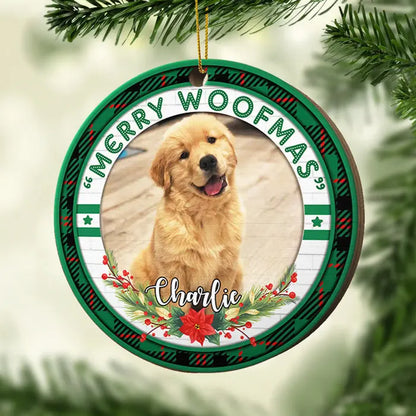 Merry Woofmas - Meowy Catmas - Upload Pet Photo - Personalized Custom Round Shaped Wood Christmas Ornament  The Next Custom Gift