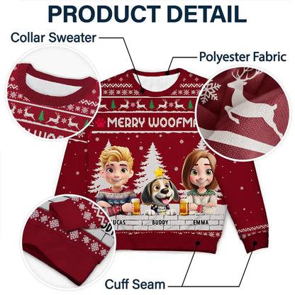 Merry Woofmas Couple Dog Mom Dad - Personalized Unisex Ugly Sweater