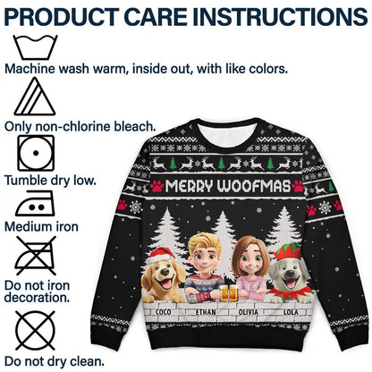 Merry Woofmas Couple Dog Mom Dad - Personalized Unisex Ugly Sweater