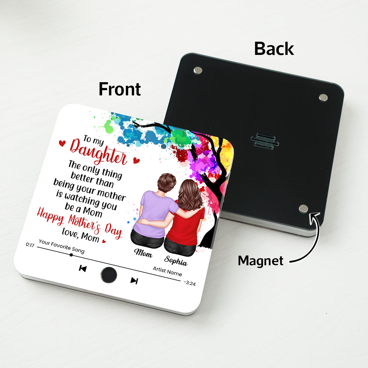 From Mom To My Daughter Personalized Music Fridge Magnet, Heartfelt Mother's Day Gift for Daughter, Daughter-in-law