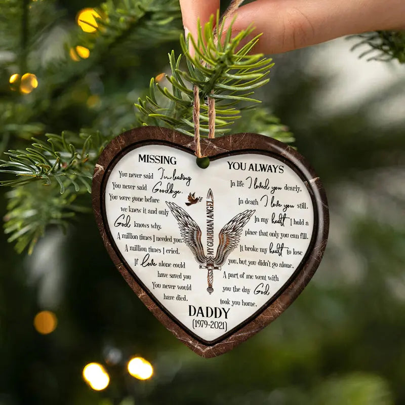 Missing You Always Angel Wings - Memorial Gift - Personalized Custom Heart Ceramic Ornament ornament The Next Custom Gift