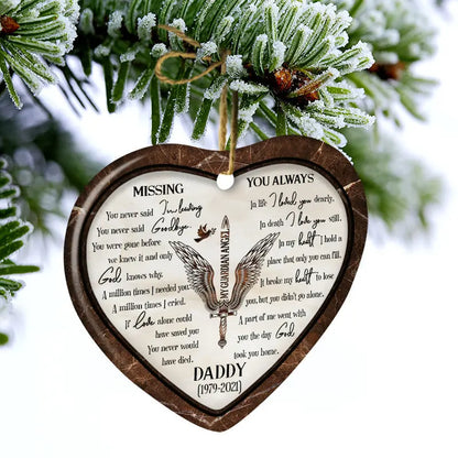 Missing You Always Angel Wings - Memorial Gift - Personalized Custom Heart Ceramic Ornament ornament The Next Custom Gift