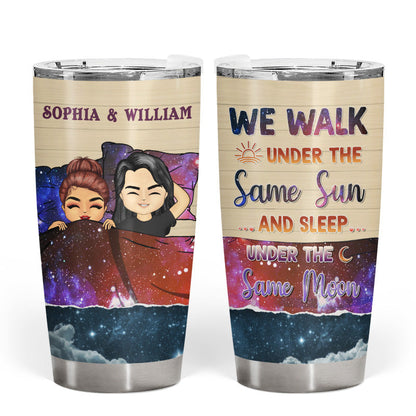 Chibi Couple We Walk Under The Same Sun - Personalized Custom Tumbler