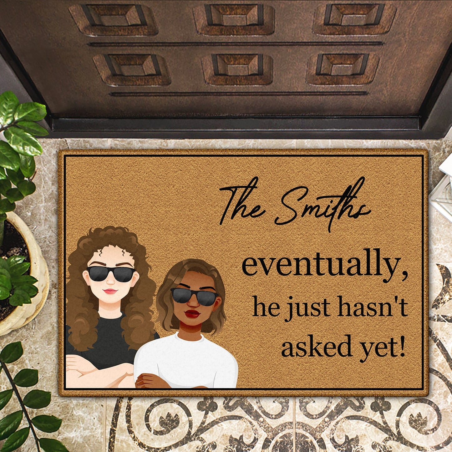 Couple Eventually He Just Hasn't Asked Yet Family - Gift For Couples - Personalized Doormat