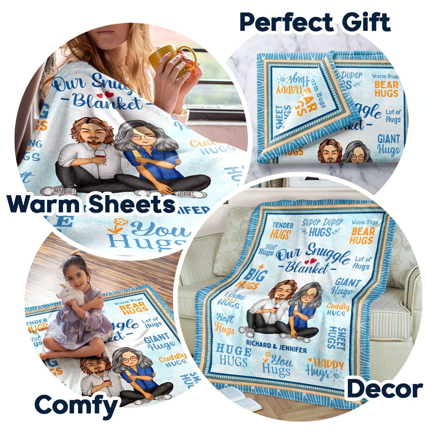 Couple Hug Blanket Snuggle Blanket - Gift For Couples - Personalized Fleece Blanket