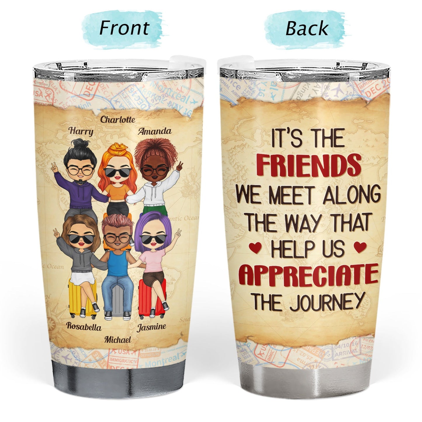 Traveling Besties We Are Like A Small Gang - Gift For BFF Best Friends & Colleagues - Personalized Custom Tumbler