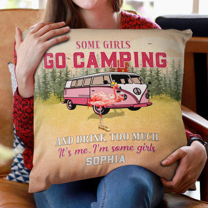 Camping Flamingo Go Camping And Drink - Personalized Custom Pillow