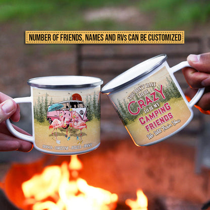 Camping Flamingo Bestie We Will Train You Custom Campfire Mug, Best Friend Camping Tumbler, BFF Gift, Campsite