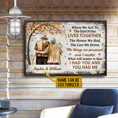 Family Old Couple When We Get Autumn Fall Leaves Custom Poster, Couple Gift, Anniversary Gift, Memorial Gift, Wall Art, Grandparents Day Gifts