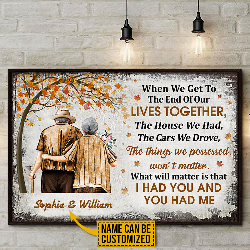 Family Old Couple When We Get Autumn Fall Leaves Custom Poster, Couple Gift, Anniversary Gift, Memorial Gift, Wall Art, Grandparents Day Gifts