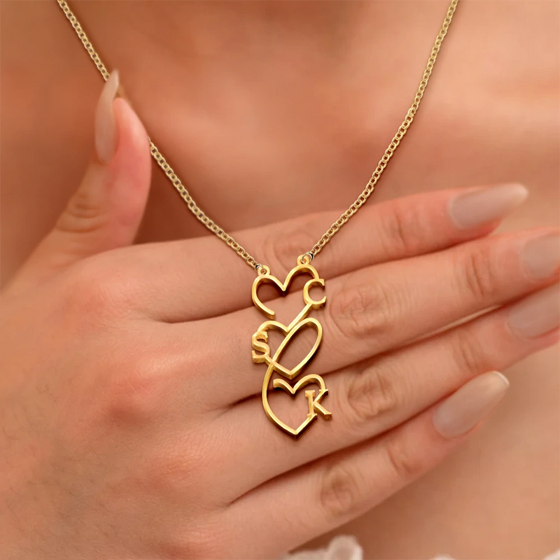 Initials Sign Name Family Together - Personalized Letter Necklace