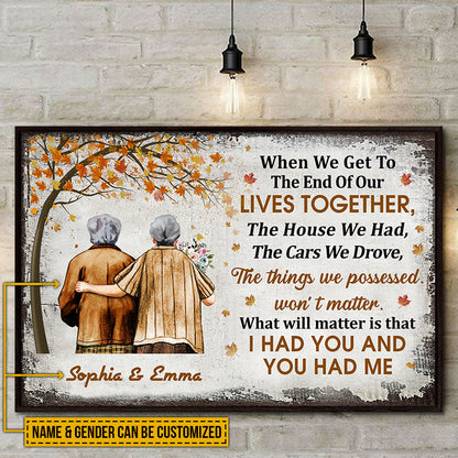 Pride Family Old Couple When We Get Autumn Fall Leaves Custom Poster, Couple Gift, Anniversary Gift, Memorial Gift, Wall Art, Grandparents Day Gifts