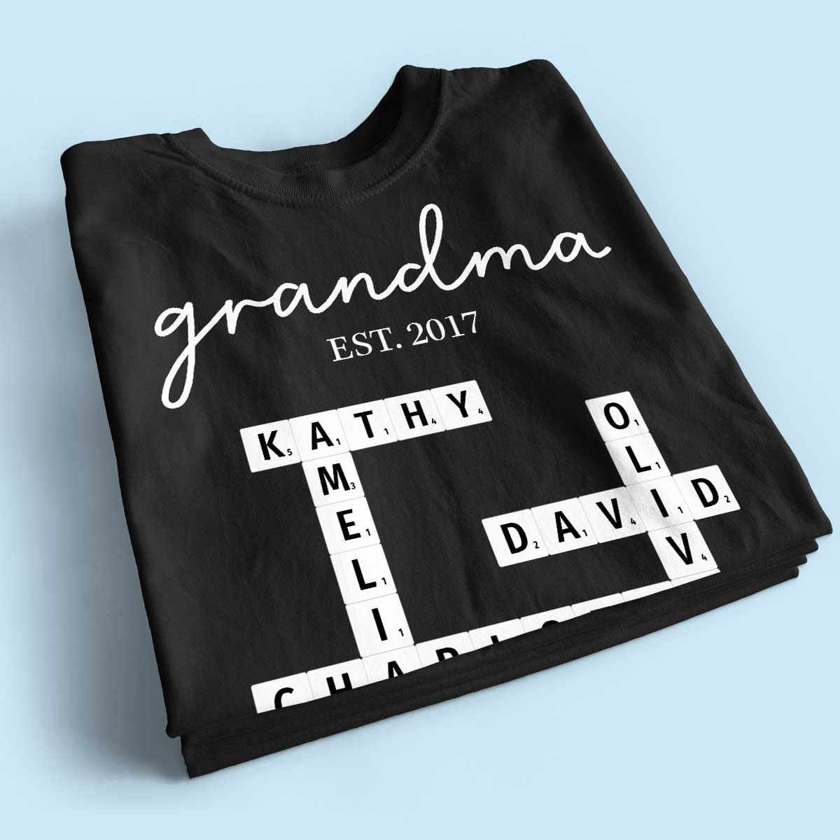 Grandma Est Date Crossword Puzzle Grandkids Name Personalized Shirt