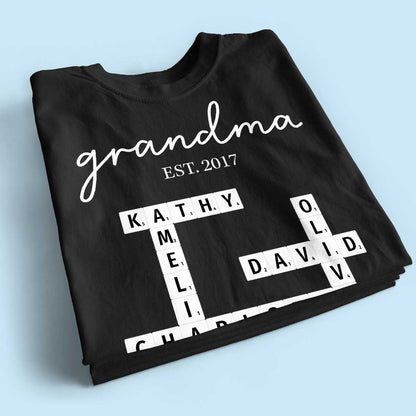 Grandma Est Date Crossword Puzzle Grandkids Name Personalized Shirt