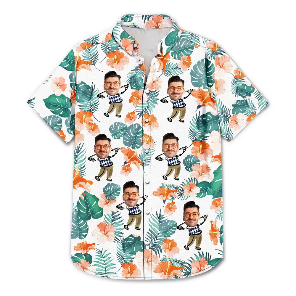 Custom Photo Golf Lovers Funny Art - Personalized Hawaiian Shirt