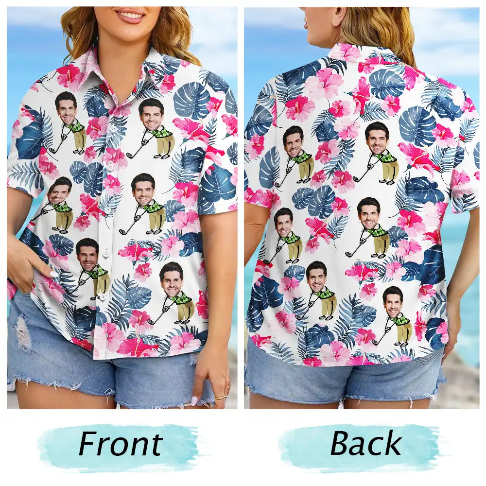 Custom Photo Golf Lovers Funny Art - Personalized Hawaiian Shirt