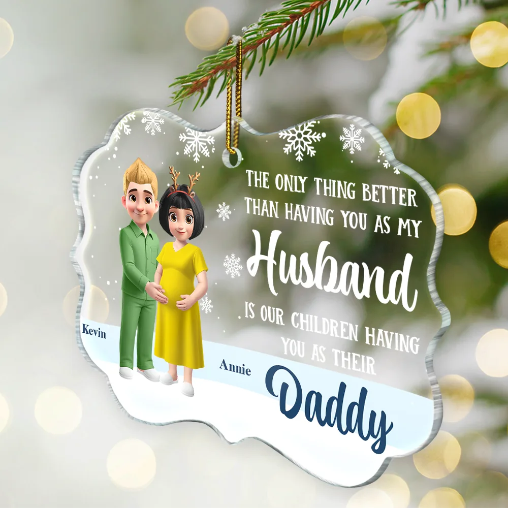 Expecting Parents Having You As A Dad - Personalized Medallion Acrylic Ornament